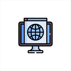 computer icon with globe