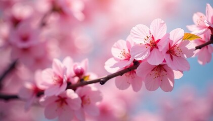 Fototapeta premium Delicate pink sakura blossoms, full bloom, intricate pattern , pattern, art, wallpaper