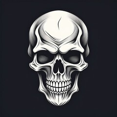 Fototapeta premium Intricate monochrome skull drawing with detailed lines and shadows