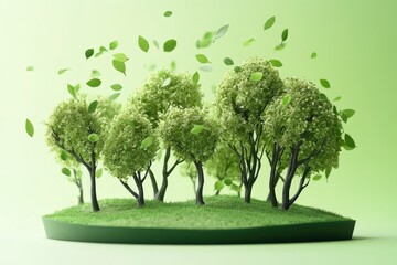 Obraz premium A miniature forest scene of vibrant green life.
