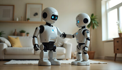 Naklejka premium robots to help humans in work, starting from household chores in the future
