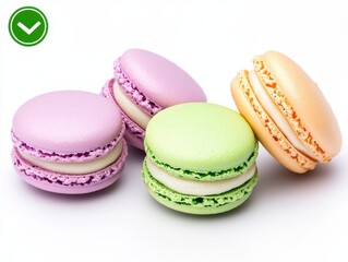 Obraz premium Colorful macarons on white background