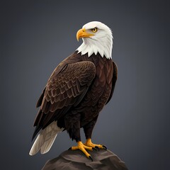 Naklejka premium Majestic American Bald Eagle: Detailed Illustration Capturing Strength and Freedom 