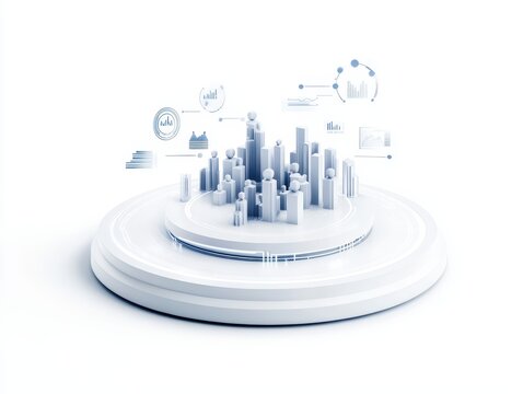 Abstract city model on podium
