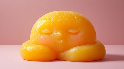 3D Cute Yellow Blob Character on Pink.