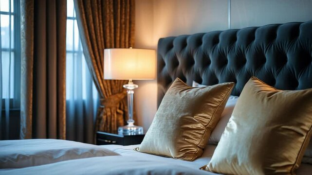 modern double bed features with accessories