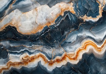 Obraz premium Close-up of striking orange and blue marble with intricate patterns.