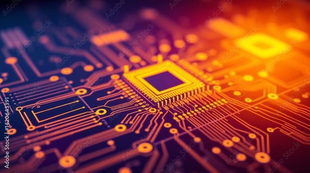 Poster abstract technology background showcasing a detailed circuit board design