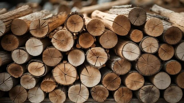Dry firewood stacked to create a background