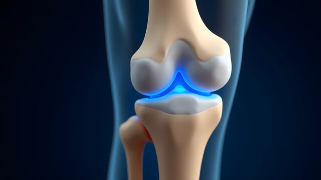 The tibia glowing ivory/blue with load architecture. Ideal for sports traumatology.