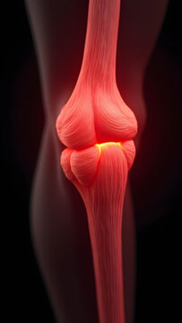 A three-layered tendon glowing red/pearl with muscle fusion. Ideal for knee extension studies.