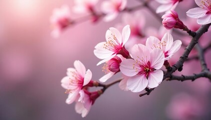 Fototapeta premium Delicate pink sakura blossoms, intricate branch pattern, flower, japan, pink