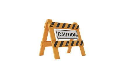 Yellow Caution sign on white background