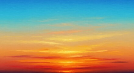 Sunset Sky Painting Orange Yellow and Blue Gradient