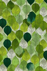 Intricate Green Leaf Pattern: A Botanical Art Print