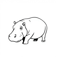 A hippopotamus standing in black outline