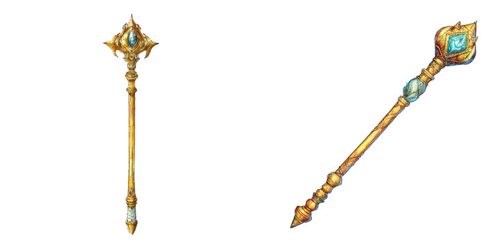 golden scepter watercolor vector illustration