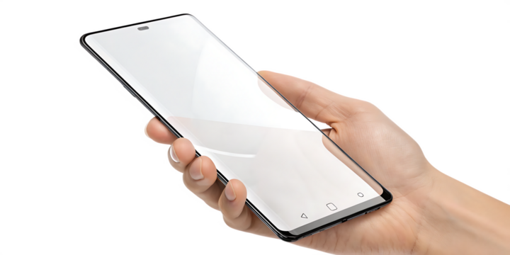 phone mock up with transparent screen isolated