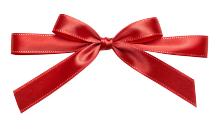 Red bow and ribbon. Realistic holiday decoration