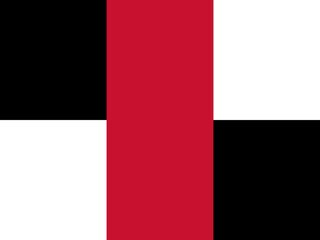 Naklejka premium An abstract background with a simple, bold design. It uses blocks of black, white, and red, creating a checkerboard-like effect with a central red vertical rectangle.
