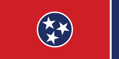 Illustration Official Flag of Tennessee State, USA. Flag of Tennessee, North America.