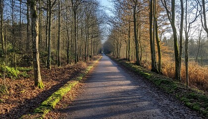 Obraz premium Winter forest road path nature