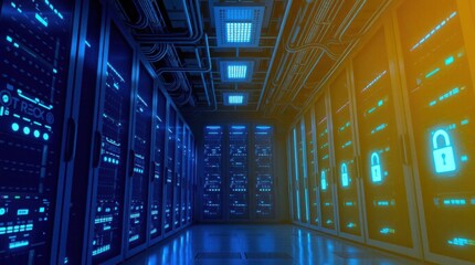 Secure data center with servers and network infrastructure for cybersecurity