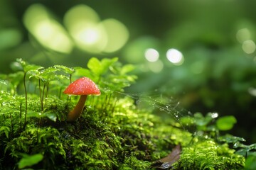 floor Hyperrealistic photograph of a moss covered forest