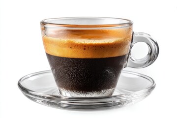 High quality studio photo of a freshly brewed espresso coffee, isolated on white, perfect for beverage or culinary photography concepts.