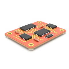 3D Cartoon Red Microchip Module