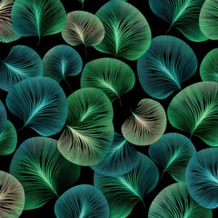 Intricate Green Leaves: A Dark, Elegant Botanical Design