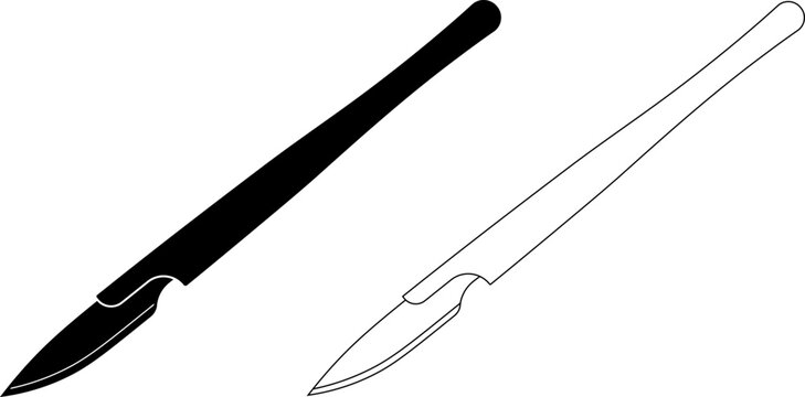 black scalpel outline, surgical tool clip art preview
