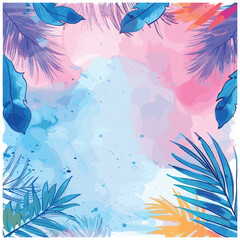 Tropical Summer Vibes Vacation Banner with Doodle Beach Accessories