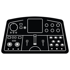 isolated cockpit switches panel on white backgroun