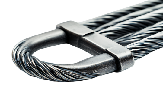 Braided Steel Cable Loop: Industrial Strength, Close-Up Detail.