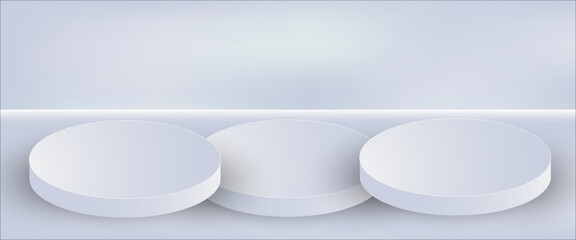 3D white cylinder podium background with cube base, Clean empty wall view. Minimal mockup or abstract product display presentation, Display stage. Platform vector geometric design