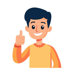 Cheerful Young Man Giving Thumbs Up Gesture in Flat Design