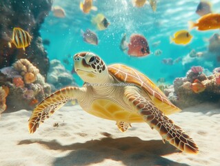 Obraz premium Underwater Sea Turtle