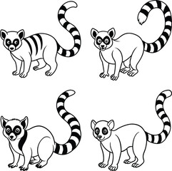 Fototapeta premium Cute and Wild Animal Coloring Page Bundle for Kids and Adults.
