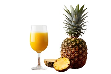 pineapple juice and  pineapple isolated on transparent background