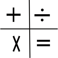 Obraz premium mathematics icon set arithmetic plus minus equal multiplication and division . isolated vector math symbols.