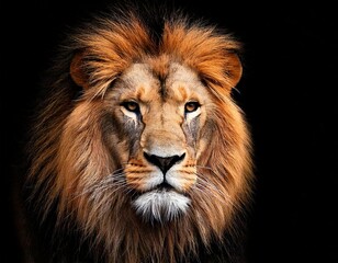 Fototapeta premium lion head on black, AI generated 