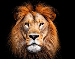 Naklejka premium lion head on black, AI generated 