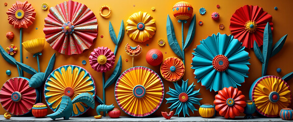 Naklejka premium Elegant Festa Junina Celebration: High-Quality Visuals of Traditional Symbols and Refined Design Elements for Event Marketing - Perfect for Photo Stock with Space for Customization