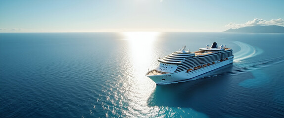 Sophisticated Cruise Vacation: Modern Ocean Liners, Lavish Onboard Facilities, Breathtaking Panoramic Sea Views for Discerning Travelers - Photo Stock Concept