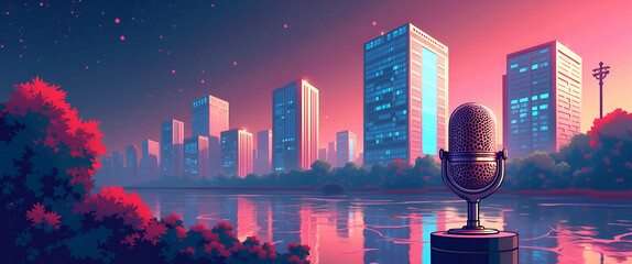 Exhibit refined podcast promotional art visuals with dynamic digital illustrations creative layouts and strategic visual communication elements that drive digital engagement and amplify brand recognit