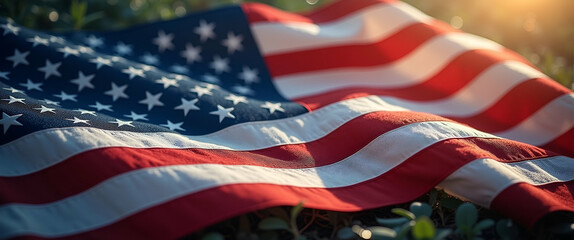 Solemn and Dignified Memorial Day Tribute: Artistic Commemorative Design with Refined Patriotic Symbolism and Empty Space for Premium Stock Imagery