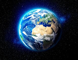  Planet earth globe view from space showing realistic earth surface and world map as in outer 