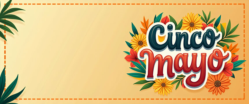 Elegant Cinco de Mayo Typography: Bold Letterforms & Dynamic Cultural Fonts for Celebratory Digital Promotions with Premium Photostock Imagery & Left-Side Space
