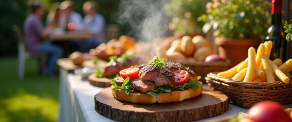 Elegant Backyard Barbecue Celebrations: Refined Culinary Displays, Social Interactions & Vibrant Seasonal Decor for Premium Lifestyle Imagery